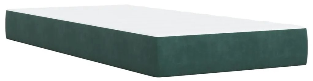 Κρεβάτι Boxspring με Στρώμα Σκούρο Πράσινο 80x200 εκ. Βελούδινο - Πράσινο