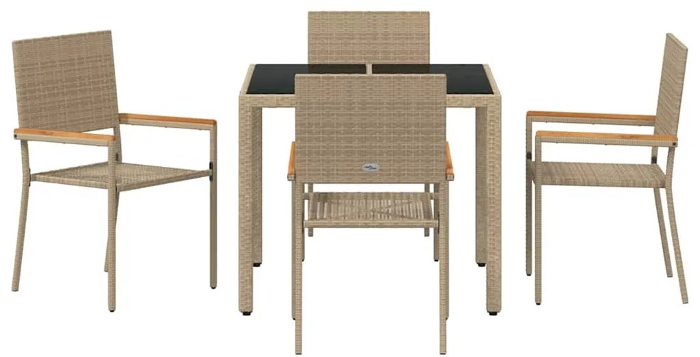 vidaXL Σέτ φαγητού για κήπο 5 pcs Μπεζ συνθετικό ρατάν