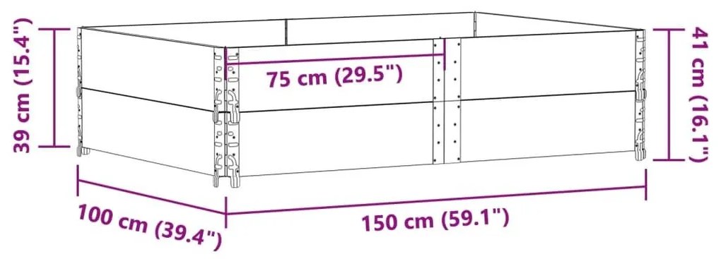 Ζαρντινιέρα Κήπου Μαύρη 150x100 εκ. από Μασίφ Ξύλο Πεύκου - Μαύρο