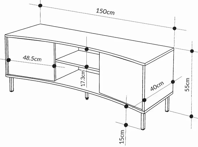 Έπιπλο τηλεόρασης Frem Megapap χρώμα ash green 150x40x55εκ.