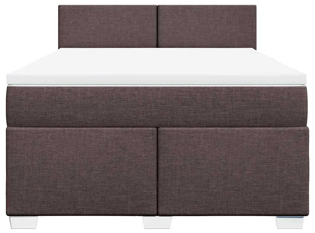 vidaXL Κρεβάτι Boxspring με Στρώμα Σκούρο Καφέ 140x190 εκ. Υφασμάτινο