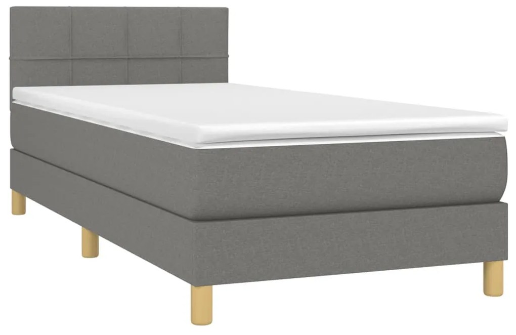 ΚΡΕΒΑΤΙ BOXSPRING ΜΕ ΣΤΡΩΜΑ ΣΚΟΥΡΟ ΓΚΡΙ 100X200 ΕΚ. ΥΦΑΣΜΑΤΙΝΟ 3140594