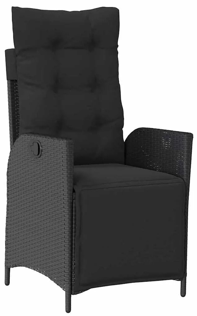 vidaXL Σέτ φαγητού για κήπο με μαξιλάρι 5 pcs Μαύρο συνθετικό ρατάν