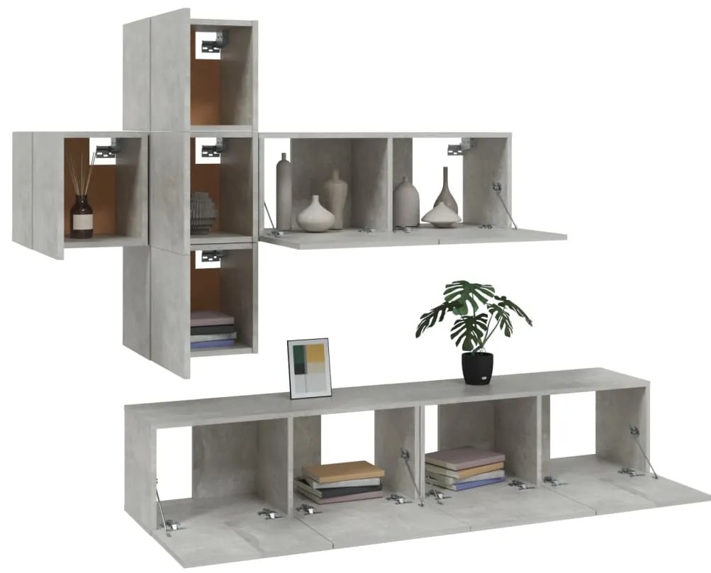 vidaXL Σετ Επίπλων Τηλεόρασης 7 Τεμαχίων Γκρι Σκυρ. Επεξεργασμένο Ξύλο