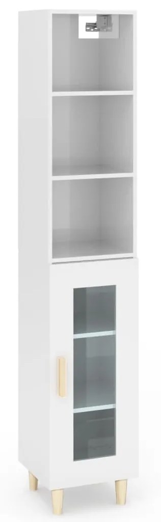 vidaXL Ντουλάπι Γυαλ. Λευκό 34,5 x 34 x 180 εκ. από Επεξεργασμένο Ξύλο