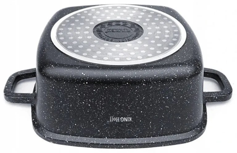 Κατσαρόλα για φούρνο Kinghoff KH 1602, 22x22, 3,7l, Μαρμάρινη Επίστρωση, Επαγωγή, Μαύρο