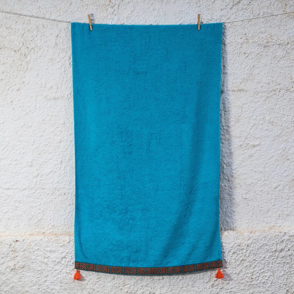 Πετσέτα Θαλάσσης (80x160) White Fabric Tideva Turquoise