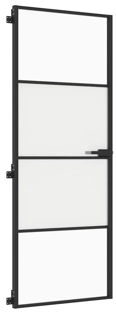 vidaXL Εσωτερική Πόρτα Μαύρη 76x201,5 εκ. Ψημένο Γυαλί και Αλουμίνιο