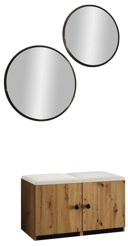Σετ επίπλων Hartford E106, 84x44cm, 21 kg, Μαύρο, Artisan δρυς, Ταπισερί, Πλαστικοποιημένη μοριοσανίδα, Μεμονωμένα μέρη, Ανοιχτό καφέ, Είδος βελούδου