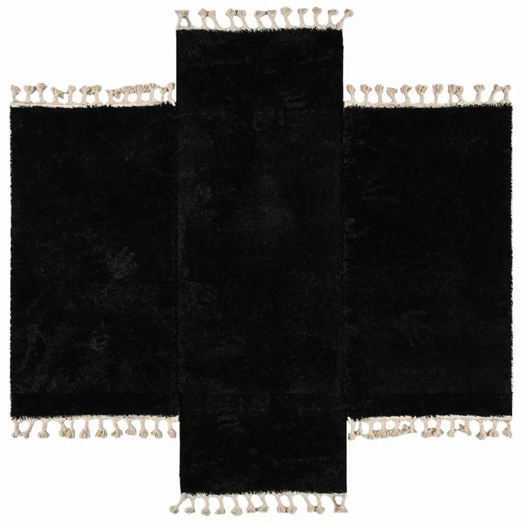 Χαλιά Κρεβατοκάμαρας (Σετ 3τμχ) Polcarpet Silky Shaggy Black
