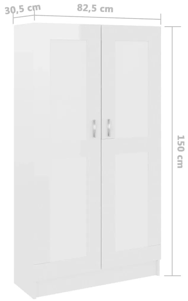 Βιβλιοθήκη Γυαλιστερό Λευκό 82,5 x 30,5 x 150 εκ. Επεξ. Ξύλο - Λευκό