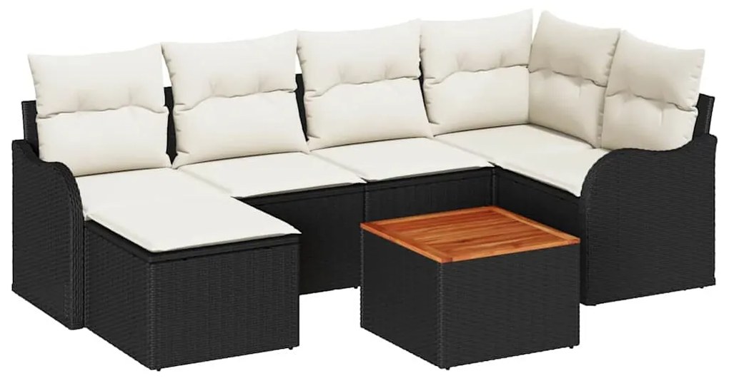 vidaXL Σετ Καναπέ Κήπου 7 pcs Μαύρο Πολυ ράταν
