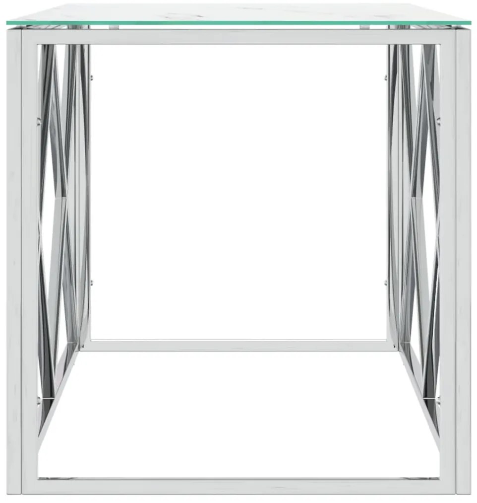 vidaXL Τραπέζι Σαλονιού 110x45x45 εκ. από Ανοξ. Ατσάλι και Γυαλί