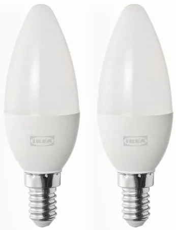 SOLHETTA λαμπτήρας LED E14 470 lumen/κεράκι, 2 τεμ. 004.987.35