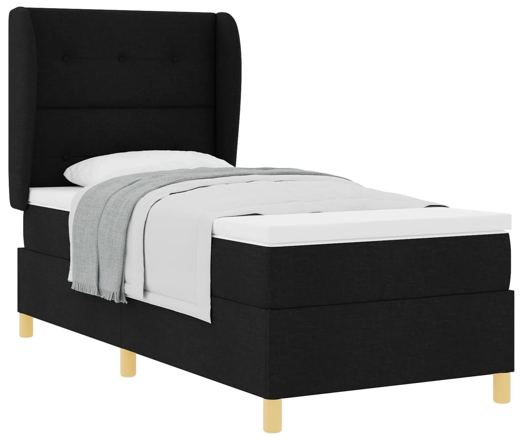 vidaXL Κρεβάτι Box Spring με Στρώμα Μαύρο 90x190 εκ Ύφασμα