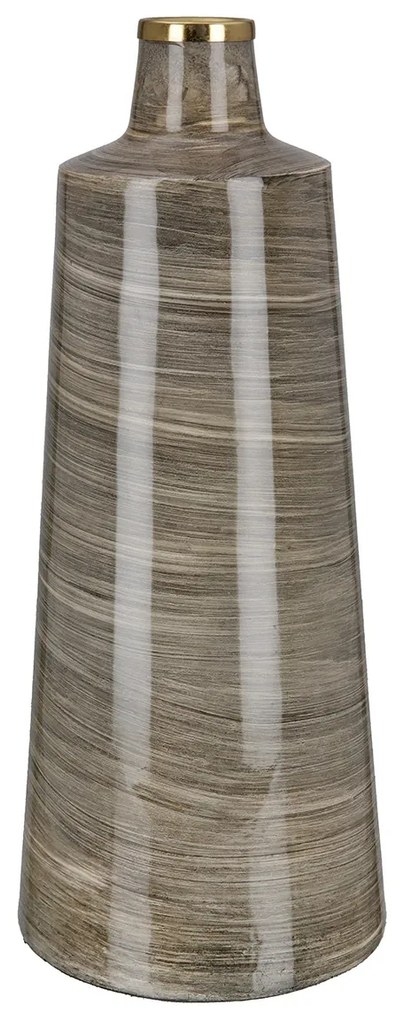 Βάζο Conical "Stripes" Μέταλλο Brown PU H. 48 cm D. 19 cm-05161123