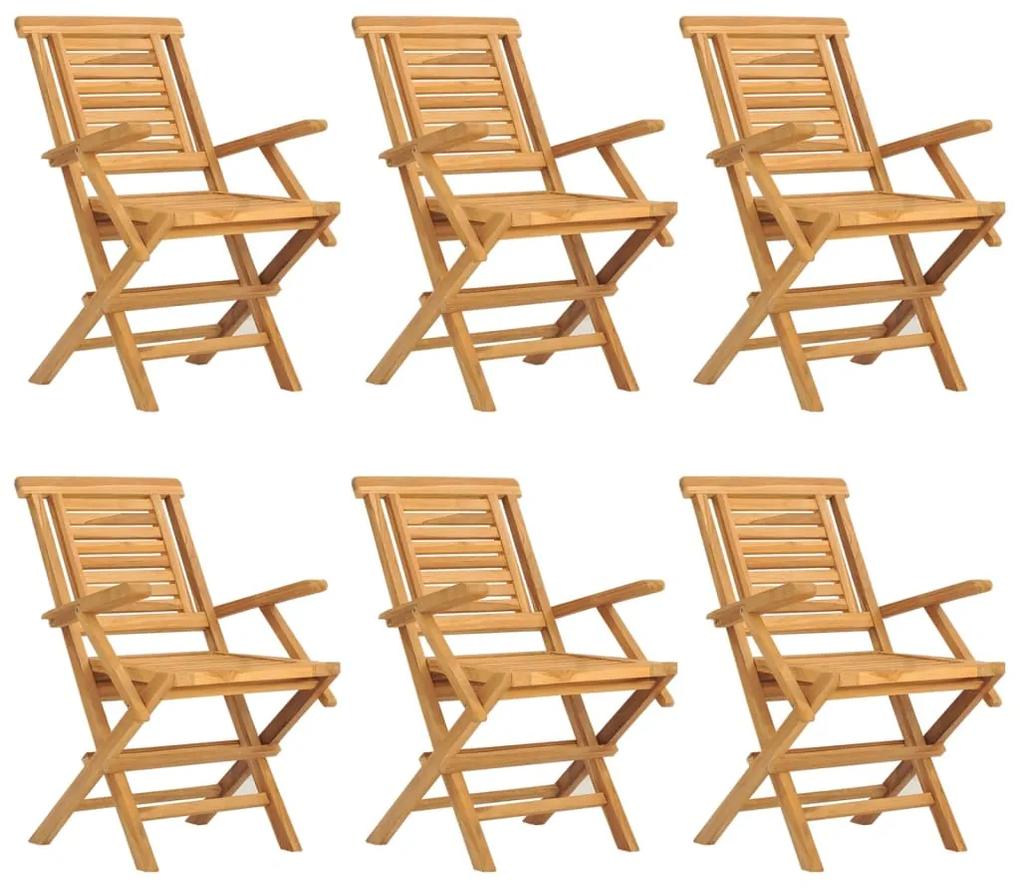 vidaXL Καρέκλες Κήπου Πτυσσόμενες 6 τεμ. 56x63x90 εκ. Μασίφ Ξύλο Teak