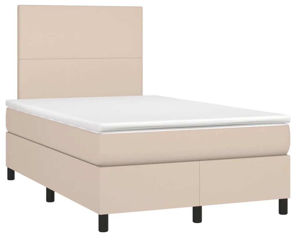 Κρεβάτι Boxspring με Στρώμα Καπουτσίνο 120x190εκ.από Συνθ.Δέρμα - Καφέ