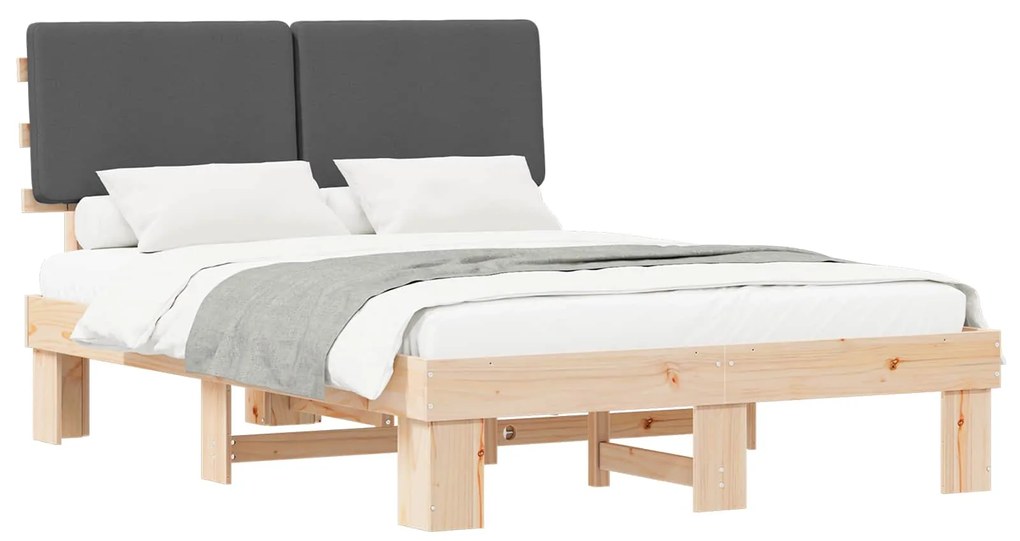 vidaXL Σκελετός Κρεβατιού με Επενδεδυμένο Κεφαλάρι Σκούρο Γκρι