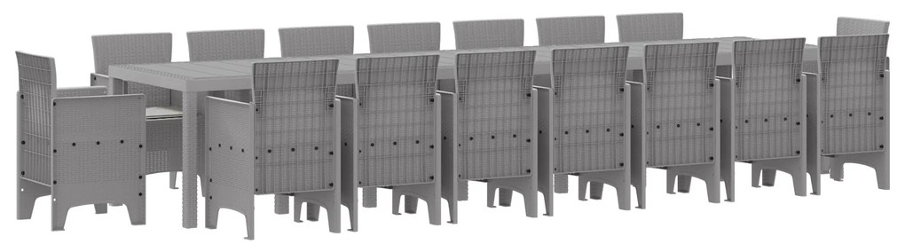 vidaXL Σέτ φαγητού για κήπο 17 pcs Ανοιχτό γκρι Rattan Polt