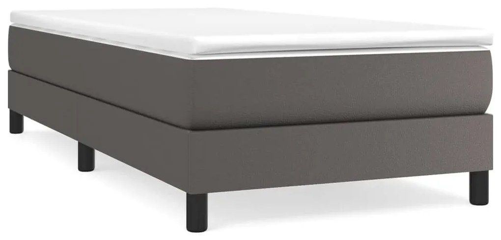 Κρεβάτι Boxspring με Στρώμα Γκρι 90x190 εκ. από Συνθετικό Δέρμα - Γκρι