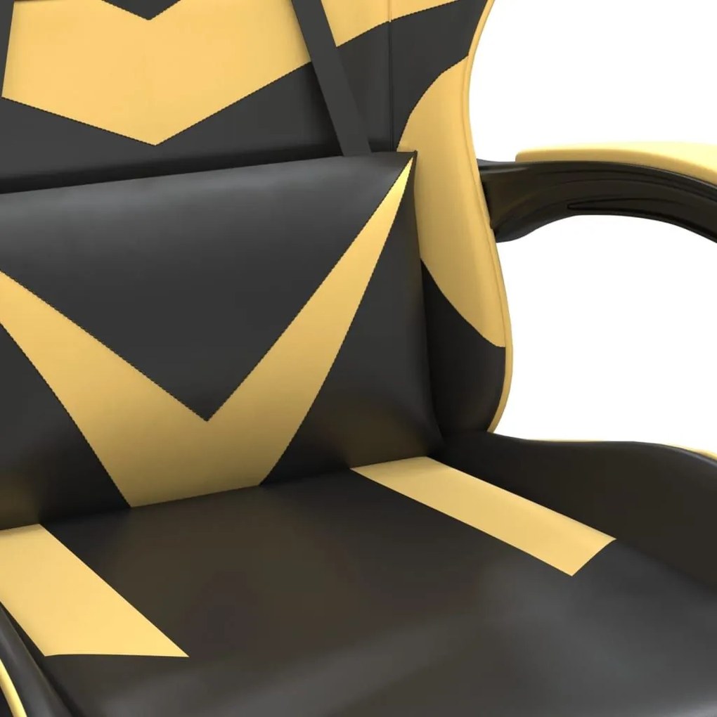 Καρέκλα Gaming Περιστρ. Υποπόδιο Μαύρος χρυσός Συνθετικό Δέρμα - Χρυσό