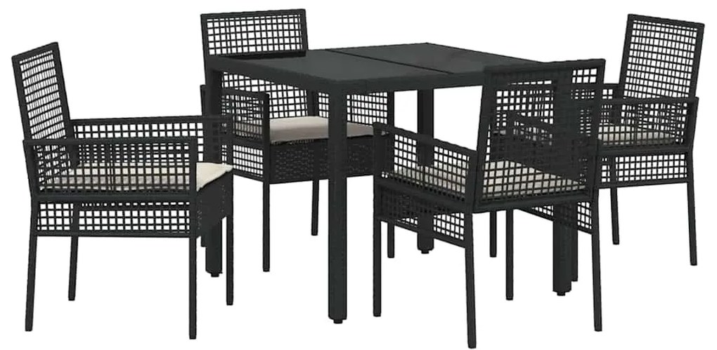 vidaXL Σέτ φαγητού για κήπο 5 pcs Μαύρο Πολυ ράταν