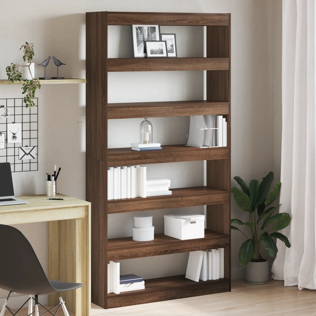 vidaXL Βιβλιοθήκη Καφέ 100 x 30 x 198 εκ. Επεξεργασμένο ξύλο