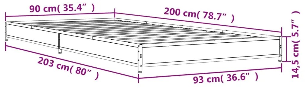 ΠΛΑΙΣΙΟ ΚΡΕΒΑΤΙΟΥ SONOMA ΔΡΥΣ 90X200 ΕΚ. ΕΠΕΞ. ΞΥΛΟ &amp; ΜΕΤΑΛΛΟ 845177