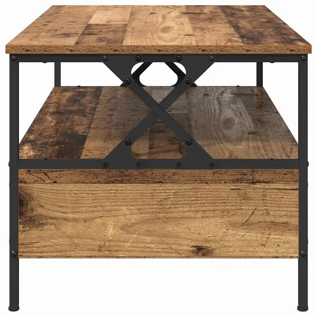 vidaXL Τραπεζάκι σαλονιού with Drawer Παλαιό ξύλο 100 x 51 x 45 cm