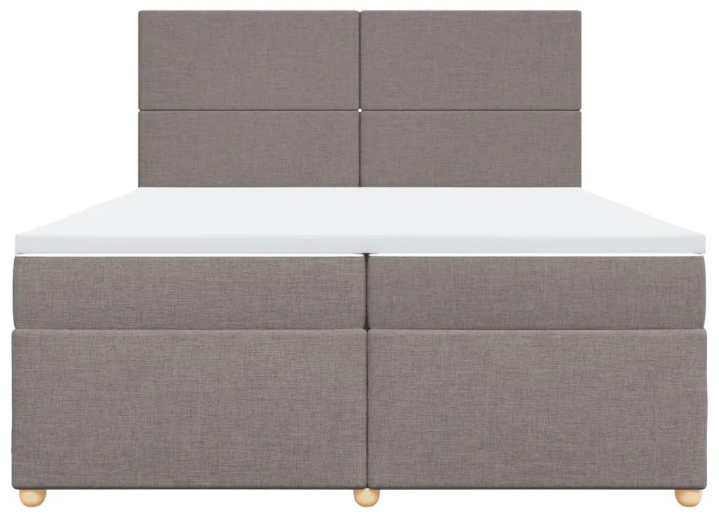 Κρεβάτι Boxspring με Στρώμα Taupe 200x200 εκ. Υφασμάτινο - Μπεζ-Γκρι