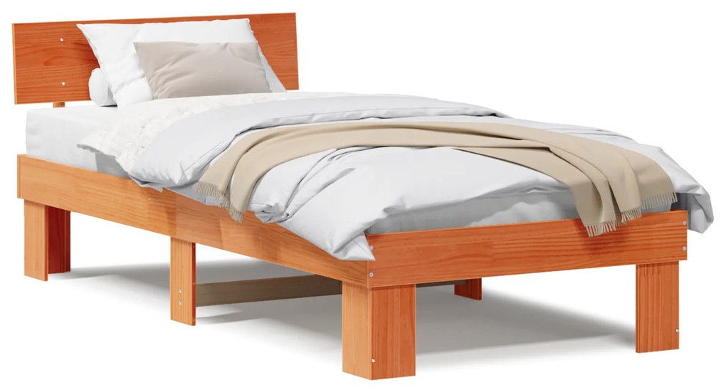 vidaXL Σκελετός Κρεβατιού Καφέ κεριού 90 x 190 cm Συμπαγές ξύλο πεύκου