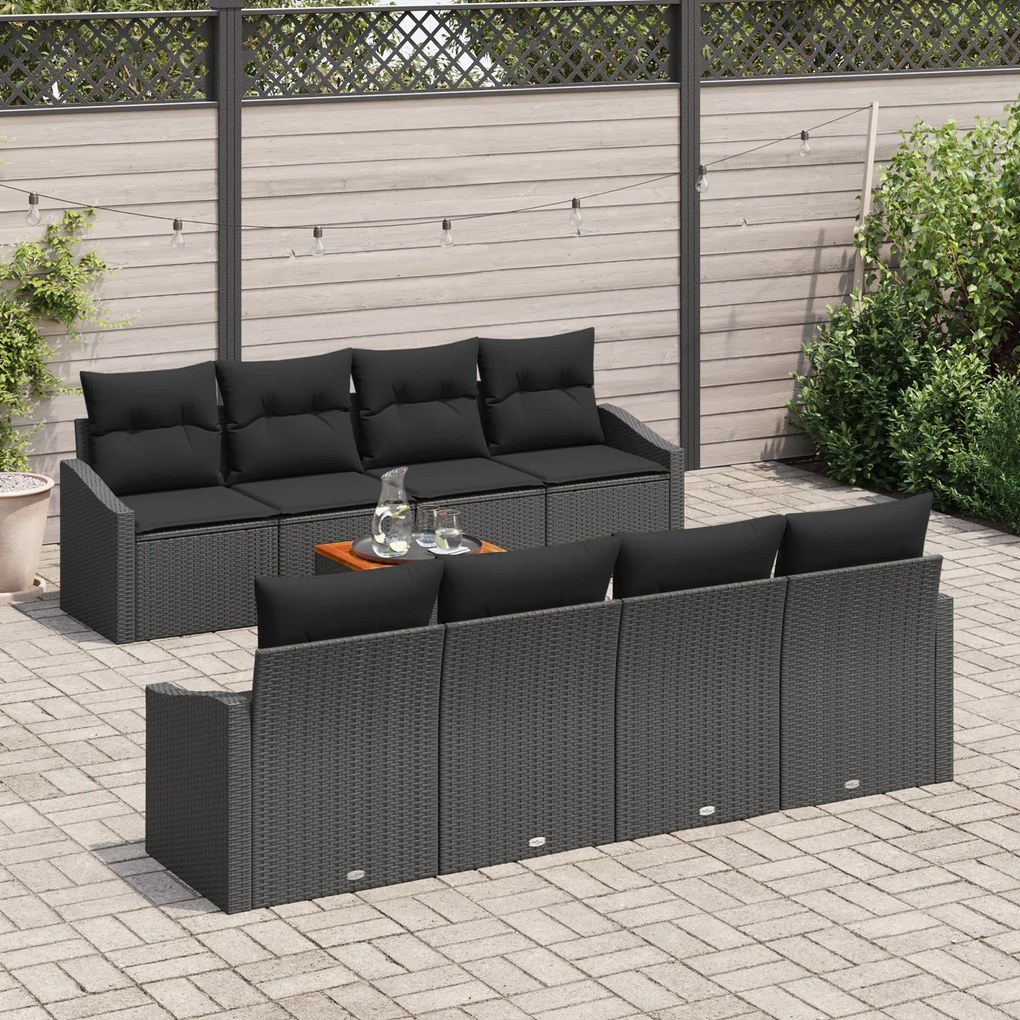 vidaXL Σετ Σαλονιού Κήπου 7 pcs Μαύρο 55 x 55 x 37 εκ Ρατάν, Ξύλο
