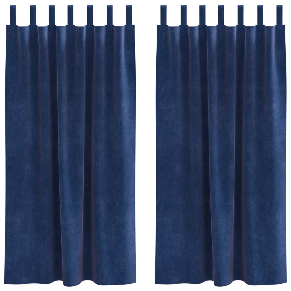 vidaXL Curtains Blackout με Χερούλια 2 τμχ Σκούρο Μπλε Βελούδο