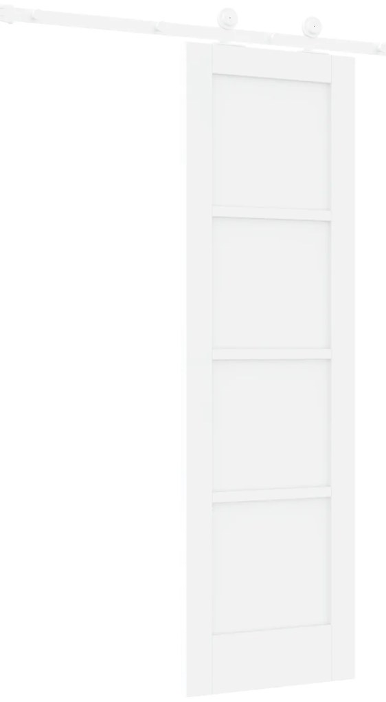 vidaXL Συρόμενη Πόρτα με Σετ Εξαρτημάτων Λευκή 61x198,5 εκ Συμπαγές Ξύλο Πεύκης