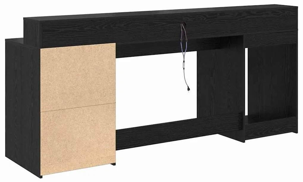 vidaXL Γραφείο με ράφι Μαύρη δρυς 200 x 55 x 91 εκ. Επεξεργασμένο ξύλο