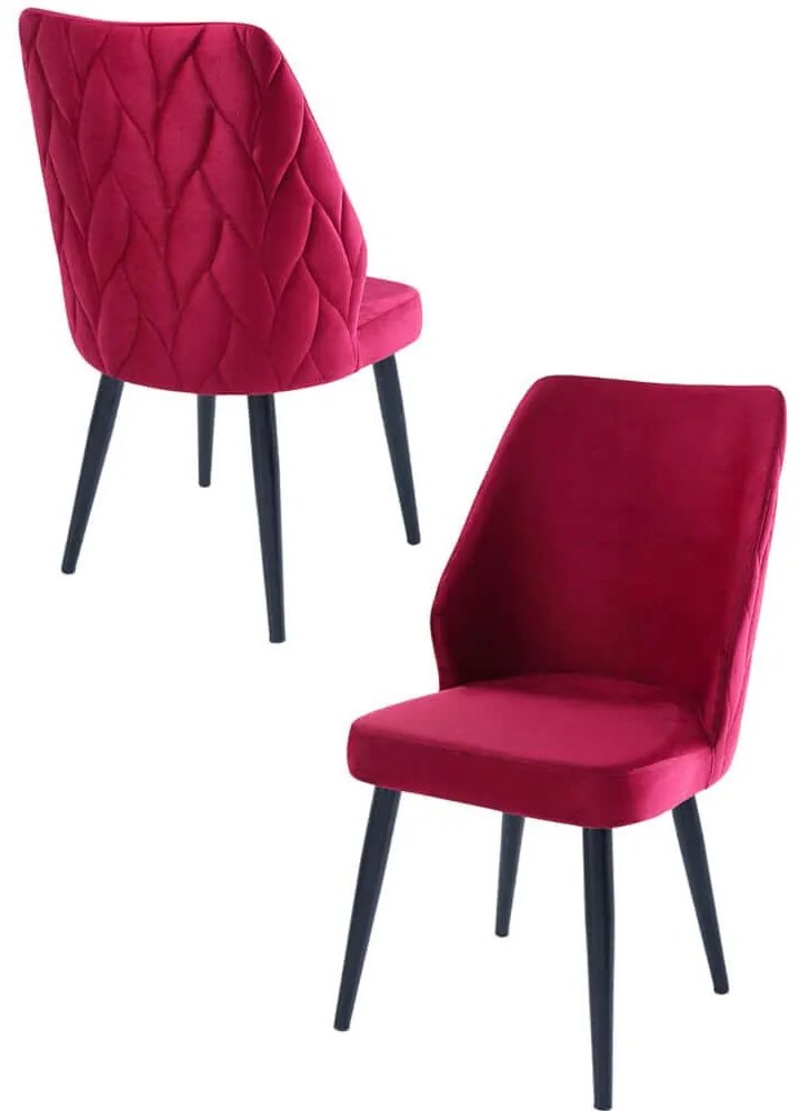 Καρέκλα Pufi (Σετ 4Τμχ) 107BCK1194 48x43x90cm Red Metal, Fabric