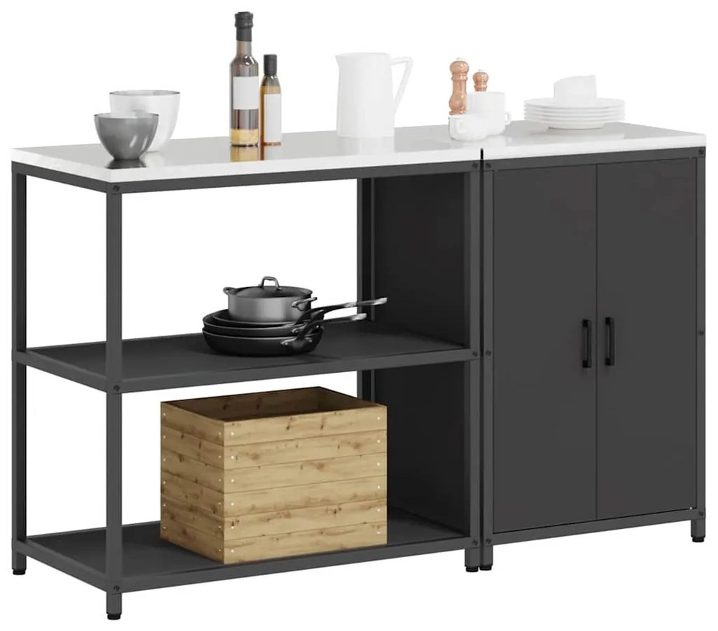 vidaXL Σετ Αποθήκευσης Κουζίνας 2 pcs Μαύρο Ψυχρής έλασης χάλυβας