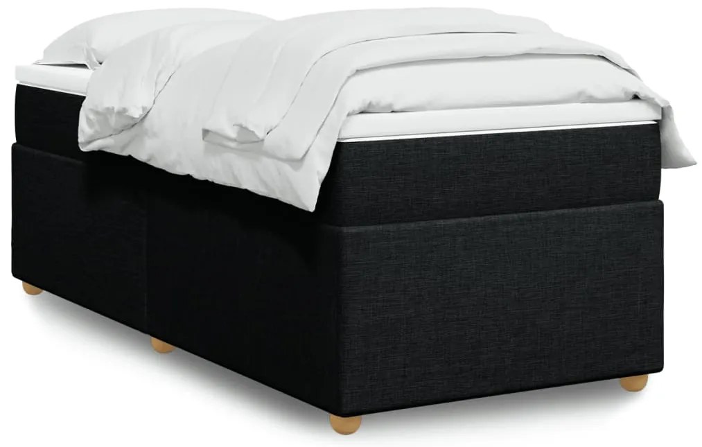 vidaXL Κρεβάτι Boxspring με Στρώμα Μαύρο 100 x 200 εκ. Υφασμάτινο