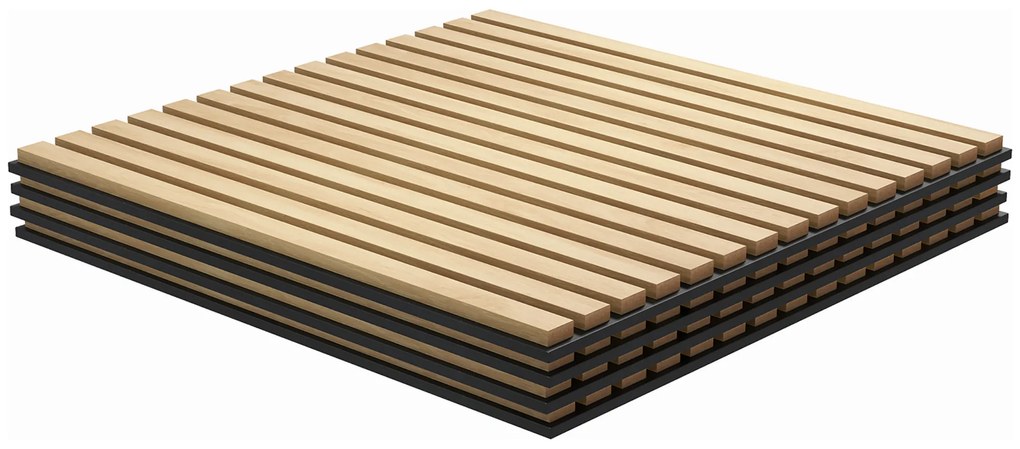 HOMCOM Ακουστικό Πάνελ, Ηχοαπορρόφηση, DIY Πάνελ με Λάμες, MDF &amp; Πολυεστέρας, Εύκολη Εγκατάσταση, Δρυς