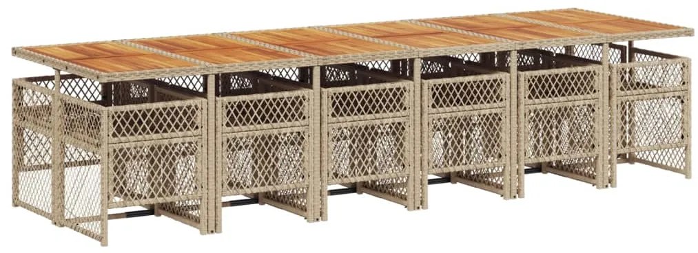 vidaXL Σετ Τραπεζαρίας Κήπου 13 τεμ. Μπεζ Συνθ. Ρατάν με Μαξιλάρια