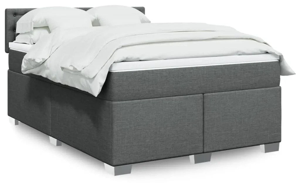 vidaXL Κρεβάτι Boxspring με Στρώμα Σκούρο Γκρι 160x200 εκ Υφασμάτινο