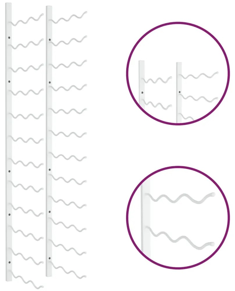 vidaXL Ραφιέρα Κρασιών Τοίχου για 36 Φιάλες Λευκή Σιδερένια