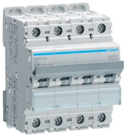 Αυτόματη Ασφάλεια 10Ka B 4x10A NBN410A Hager NBN410A