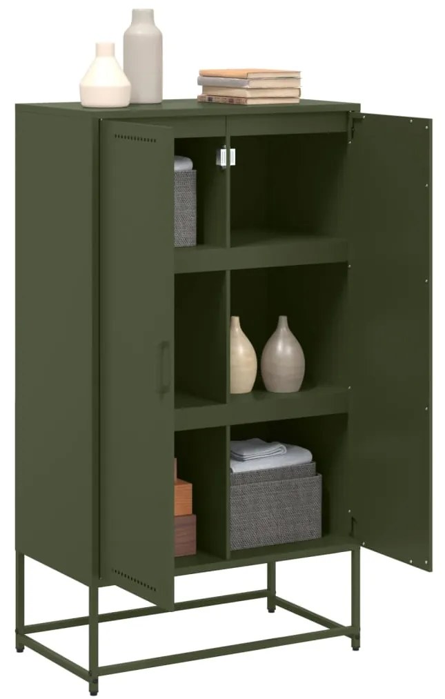 vidaXL Ντουλάπι Πράσινο Λαδί 68,5x38,5x123,5 εκ. από Ατσάλι