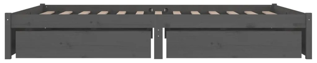 vidaXL Πλαίσιο Κρεβατιού Συρτάρια Γκρι 180 x 200 εκ Super King Size