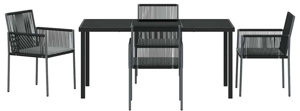 vidaXL Σέτ φαγητού για κήπο 5 pcs Μαύρο Ράτα PE