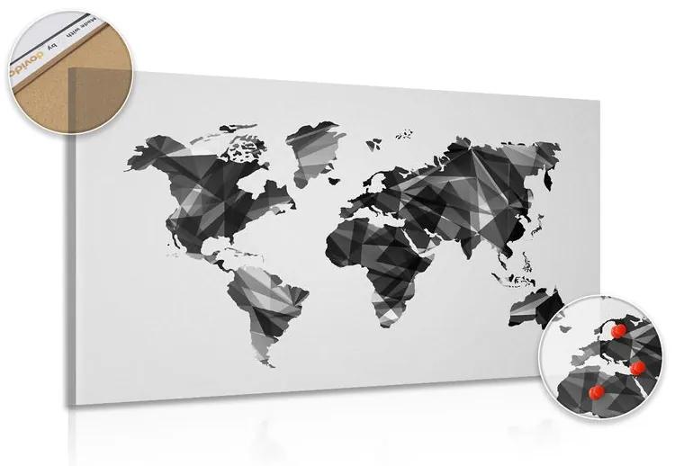 Εικόνα στον παγκόσμιο χάρτη φελλού σε διανυσματικό γραφικό σχέδιο σε ασπρόμαυρο σχέδιο - 90x60  smiley