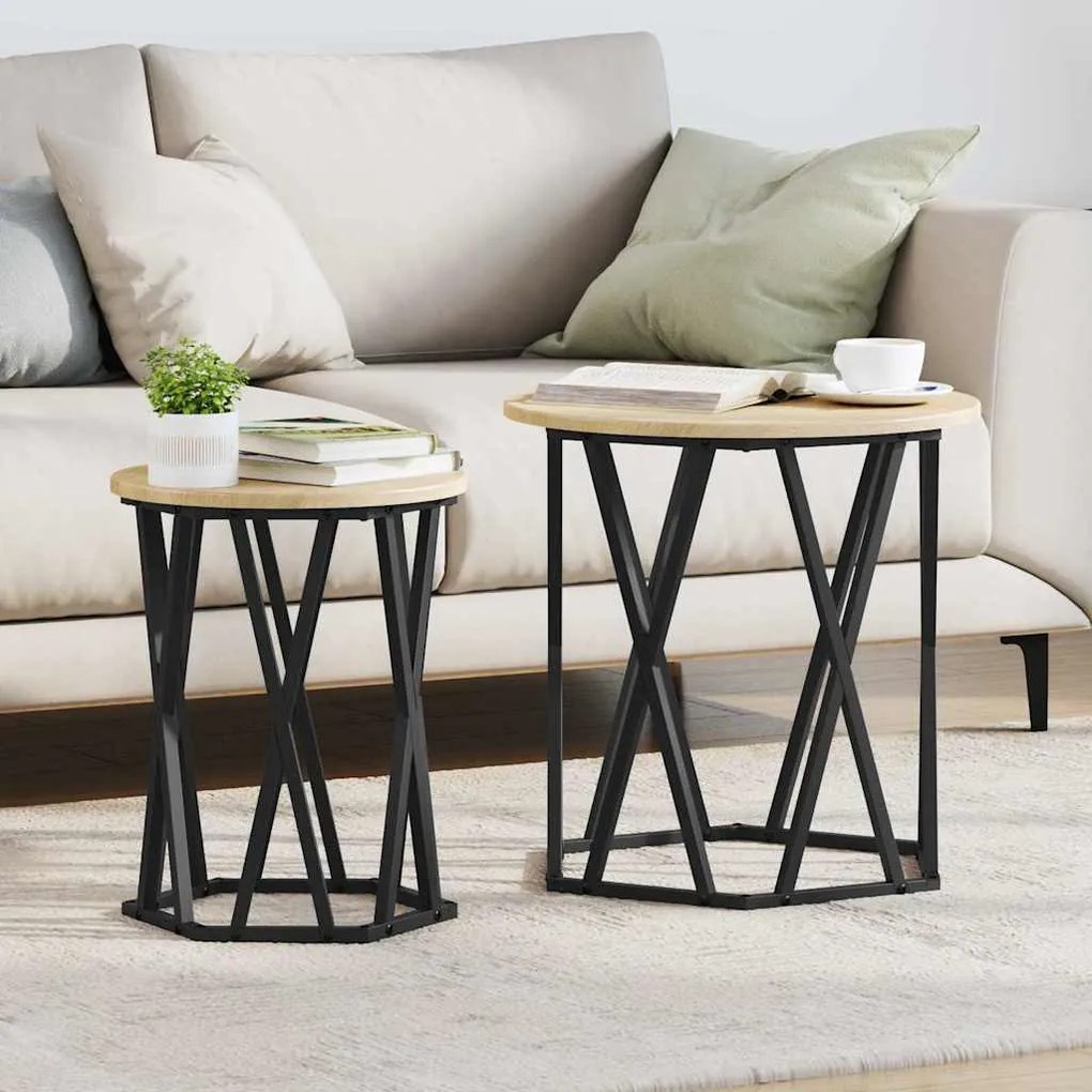vidaXL Τραπεζάκι σαλονιού 2 pcs Sonoma Δρυς 50 x 50 x 50 cm