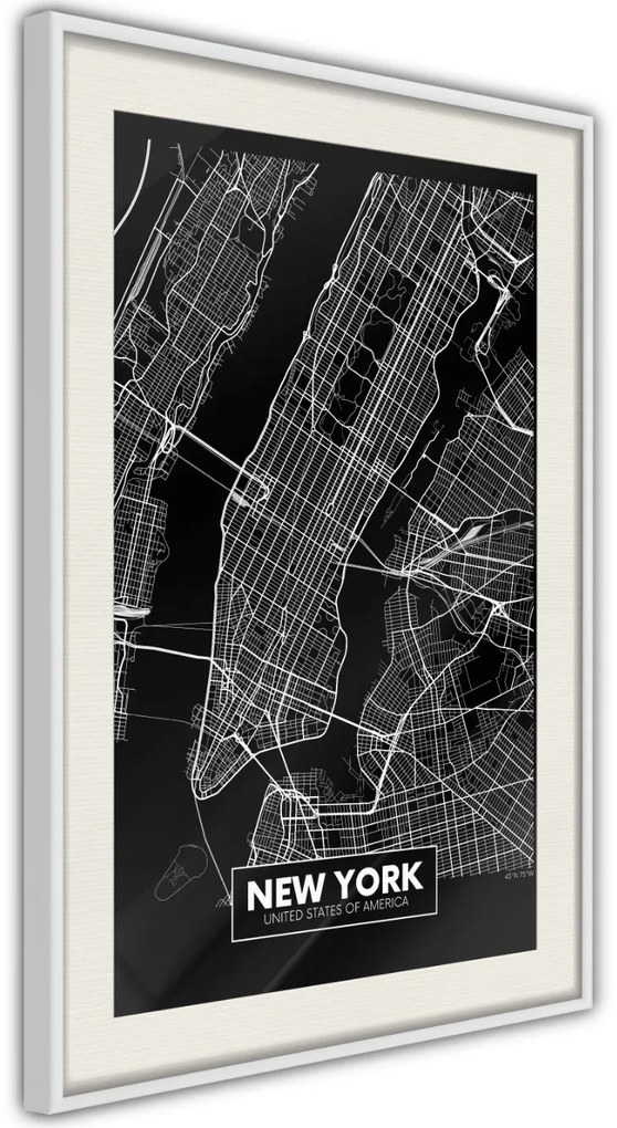 Αφίσα - City Map: New York (Dark) - 20x30 - Χρυσό - Χωρίς πασπαρτού